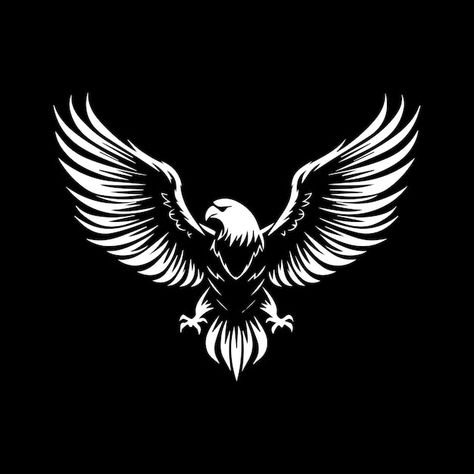 Hawk wings or eagle logo in black and wh... | Premium Vector #Freepik #vector #eagle-logo #wings-logo #eagle #eagle-wings Eagle Drawing Easy, Eagle Logos, Hawk Silhouette, Hawk Wings, Logo Wings, Eagle Icon, Hawk Logo, Eagle Drawing, Animal Stencil