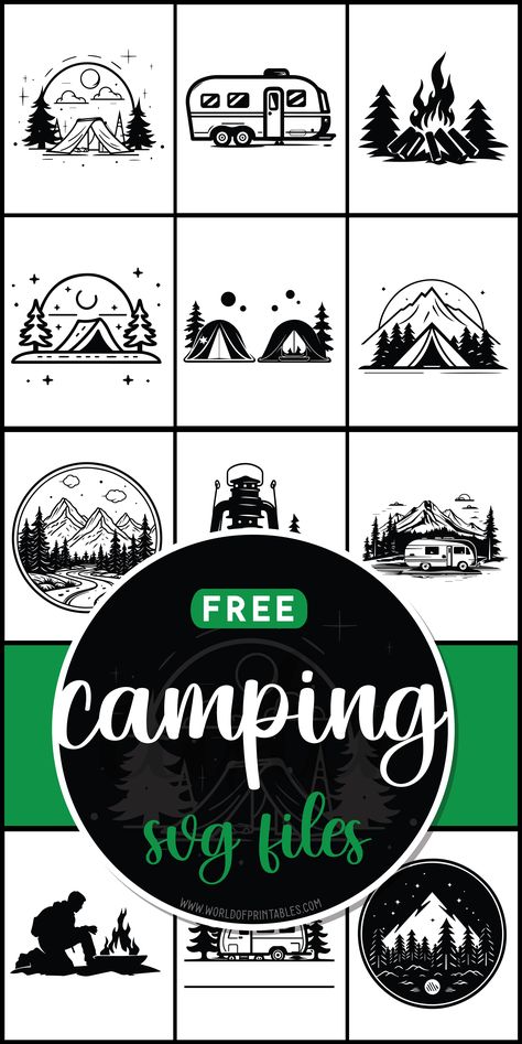 Embrace the great outdoors with camping SVGs! Explore adventurous designs perfect for adding a touch of wilderness to your crafting projects. ⛺️🌲 Camping Fonts Free, Camp Signs Diy, Outdoor Svg Free, Camping Signs Diy Free Printable, Camping Svg Free Files For Cricut, Camping Tshirt Design, Camping Logo Design Ideas, Laser Engraving Svg Files Free, Free Camping Svg Files For Cricut