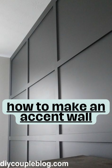 A Before & After Of Our Board And Batten Full Wall & The EASY Steps To DIY Your own Without removing any of your baseboards! You'll love this new accent wall in your home! How To Do Wood Accent Wall, Wainscot Accent Wall Bedroom, Accent Square Wall, Diy Accent Wall Paneling, Living Room Board And Batten Accent Wall With Tv, Accent Wall For Office Room, Tv Accent Wall No Fireplace, Diy Bedroom Feature Wall, Bedroom Accent Wall With Tv