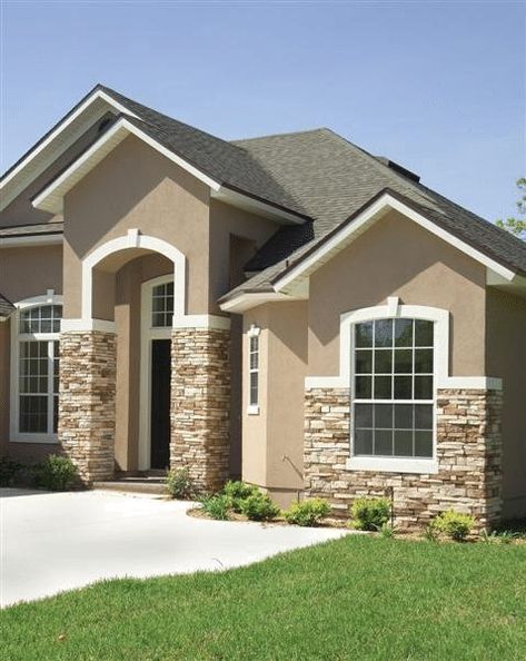 Stucco House Colors, Stucco Colors, Exterior House Colors Stucco, House Paint Color Combination, Exterior House Paint Color Combinations, Exterior House Color, Stucco Homes, Stucco Exterior, Exterior Color Schemes