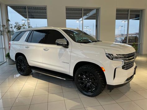 Robby Bunch on Instagram: “HERE WE GO 2021!!! Brand New 2021 Peters ELITE Tahoe Premier 4x4! Includes Premium package, 22” Gloss Black GM wheels with with 33-12.50-22…” White Chevy Tahoe With Black Rims, 2021 Chevy Tahoe Premier, White Tahoe With Black Rims, Blacked Out Tahoe, Black Chevy Tahoe, 2023 Tahoe, 2021 Chevy Tahoe, Tahoe Chevy, White Tahoe