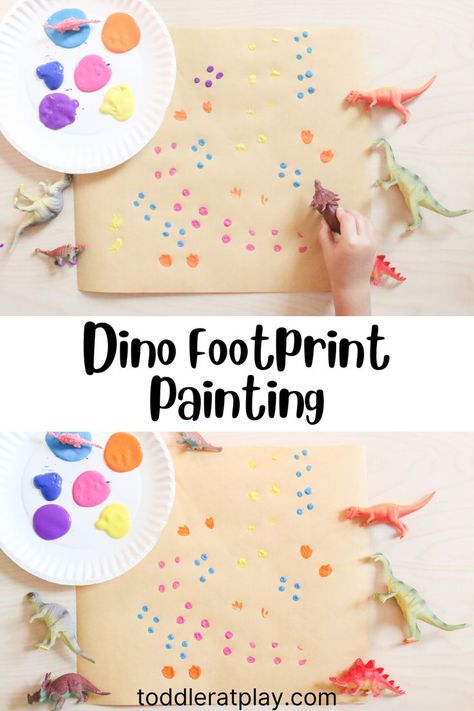 Footprint Painting, Brown Paper Roll, Dino Craft, Dinosaur Crafts Preschool, Dinosaur Classroom, Dino Footprint, Kindergarten Art Activities, Dinosaur Activities Preschool, Dinosaurs Preschool