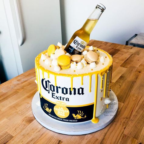 Corona... reminds me of the time my dad found an unopened corona bottle in the middle of the snow in mt. Charleston. It almost seemed as if… | Instagram Johnny Walker Black Label Cake, Mens Cake Designs Birthday, Beer Themed Birthday Cake, Beer Themed Cakes For Men, Men Cake Ideas Birthdays, Beer Cakes For Men Birthday, Beer Cake Design, Takis Cake, Beer Cake Ideas