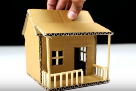 How to Make Cardboard House at Home With Little Budget : 6 Steps - Instructables Maket House, Cardboard Houses For Kids, Reka Bentuk Landskap, Cardboard Box Houses, Cardboard City, Cardboard Box Crafts, Cardboard Toys, Cardboard House, Glitter Houses