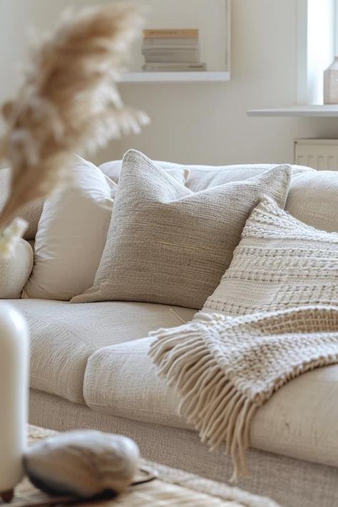 Cream Colored Sofa Room Ideas for Cozy Decor Living Room Couch Aesthetic, Living Room Cream Sofa, Cream Sofa Living Room Ideas, Cream Sofa Living Room Color Schemes, Sofa Room Ideas, Cream Couch Living Room, Cream Sofa Living Room, Textured Sofa, Calm Living Room