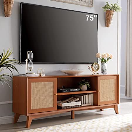 Rattan Tv Stand, Rattan Door, Media Console Table, Modern Entertainment Center, Console Tv, Stands Tv, Media Furniture, Mobile Tv, Timeless Aesthetic