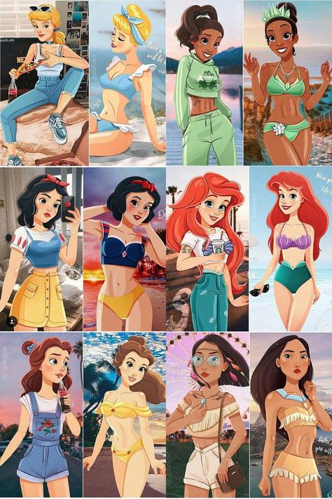 Modern Disney Princess Outfits Drawings, Disney Princess Fashion Modern, Modern Disney Princess Drawings, Disney Princess Art Modern, Disney Princess Fan Art Modern, Disney Princesses Modern, Modern Disney Princess Outfits, Disney Princesses Art, Cute Disney Princesses