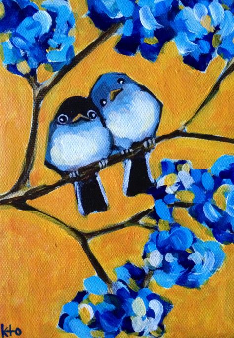 Bird Painting Easy Acrylic, Acrylic Paintings Bird, Large Canvas Bird Painting, New Painting Ideas Canvases, Male Canvas Painting Ideas, Bird Painting Ideas On Canvas, Bird Easy Painting, Birds On A Line Painting, Simple Bird Painting Acrylics