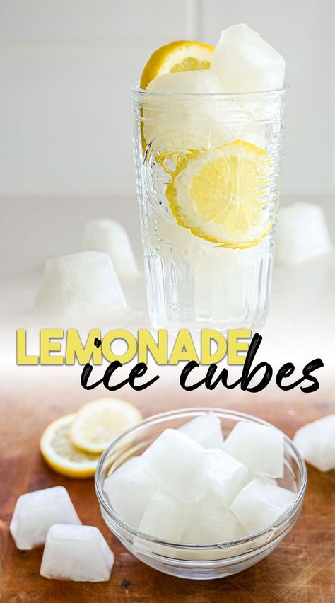 Lemonade Ice Cubes in a glass and bowl. Fancy Ice Cubes, Ice Cube Recipe, Summer Party Drink, Flavored Ice Cubes, Fancy Ice, Flavored Lemonade, Homemade Lemonade Recipes, The Last Drop, Homemade Lemonade