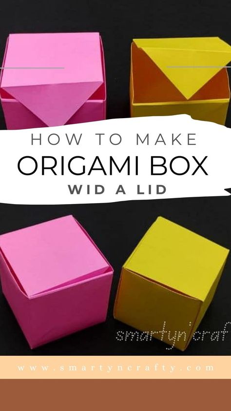 Love making crafts with papers? Check the sweet and crafty origami styles to make a box with Lid. 8 steps to follow. Origami Box Instructions, Paper Box Tutorial, Origami Box With Lid, Pillow Box Template, Gift Bag Templates, Gift Box Diy, Origami Box Tutorial, Box Origami, Easter Gift Boxes