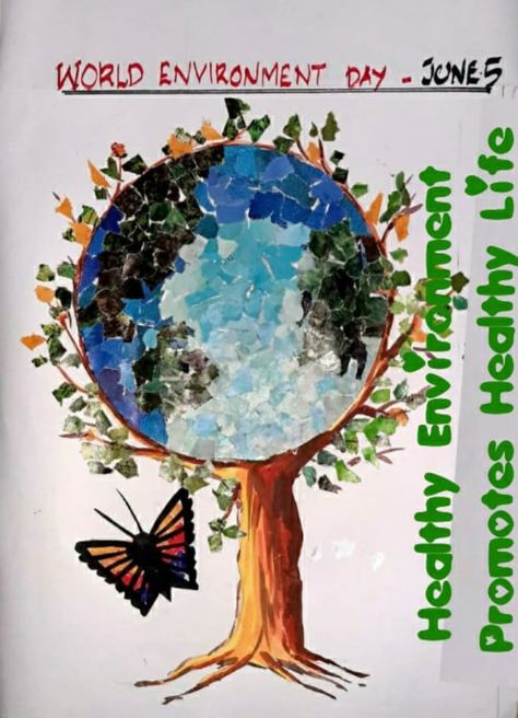 Earth Day Collage Art Projects, Collage On Save Environment, Collage On Environment, Save Environment Collage, Save Earth Collage Making, Collage Art Environment, Environment Day Collage Ideas, Environment Chart Ideas, Environment Collage Ideas