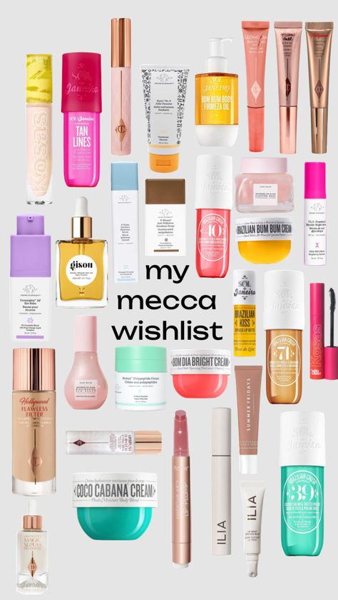 #mecca #skincare #makeup #beauty Trending Skincare And Makeup, Mecca Skincare, Mecca Products, Mecca Wishlist, Mecca Makeup, Mecca Beauty, Preppy Wishlist, Skincare Stuff, Basic Aussie