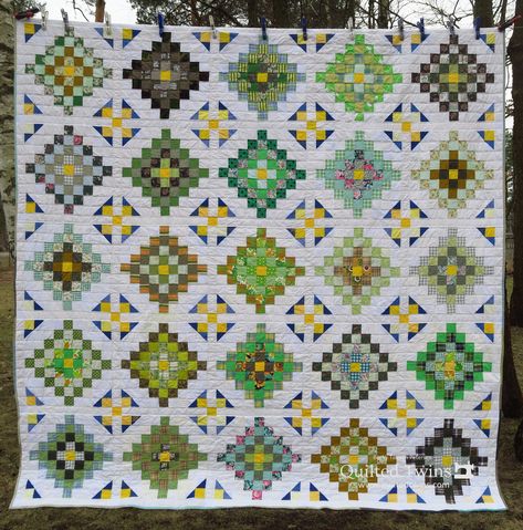 "Jumbo Granny Squares" — Quilted Twins Patchwork, Granny Quilt, Granny Square Quilt, Scrap Busters, Straight Line Quilting, Bed Quilt, Free Quilt Patterns, King Size Quilt, Twin Quilt