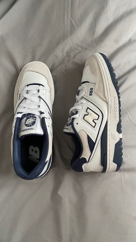 New Balance 550 Navy Blue, Snickers Shoes, Snicker Shoes, Photographie Indie, New Balance 550, Trendy Shoes Sneakers, Cinderella Shoes, Shoe Inspo, Cute Nikes