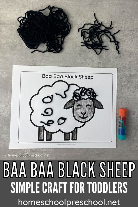 Baa Baa Black Sheep Crafts, Sheep Activity, Nursery Rhymes Preschool Theme, Nursery Rhymes Preschool Activities, Nursery Rymes, Nursery Rhymes Toddlers, Nursery Rhymes Preschool Crafts, Nursery Rhyme Art, Rhyming Preschool