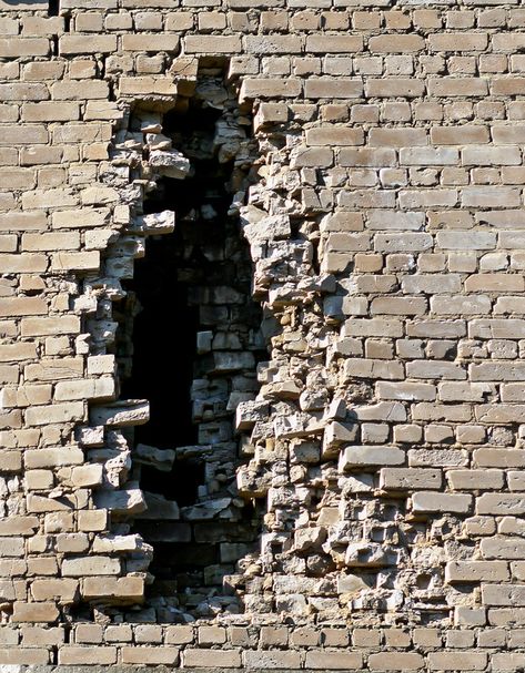 Ruins, Hole In Brick Wall, Ruined Buildings, Bricks Wall, Ward Off Evil Spirits, Stone Wall Texture, Brick Archway, Christian Graphic Design, Old Brick Wall