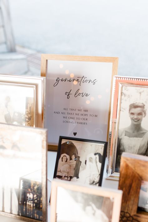 Unique In Memory Wedding, Wedding Photos Displayed At Wedding, Wedding Loved Ones Table, Grandparents Table At Wedding, Ancestor Wedding Table, Bridal Shower Memory Table, Wedding Reception Remembrance Table, Family Wedding Photo Table At Wedding, The Love That Made Us Wedding Table