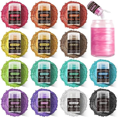 Amazon.com : Aheroi Edible Glitter Set, 15 Colors Luster Dust Edible Set, Shimmering Glitter for Drinks Powder Glitter for Fondant, Cocktail Glitter for Cakes, Candy, Chocolate, Cookie（4g/0.14oz） : Grocery & Gourmet Food Shimmer For Drinks, Edible Drink Glitter, Edible Glitter Drinks For Kids, Edible Glitter Cocktails, Edible Glitter Drinks, Edible Glitter Recipe, Glitter Drinks, Glitter For Drinks, Drink Glitter