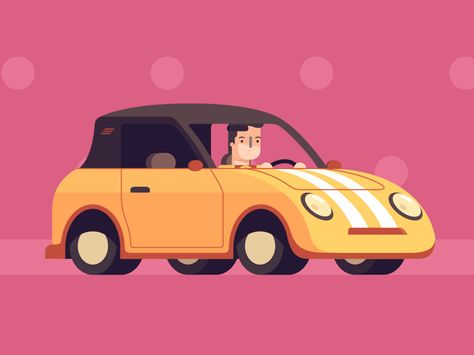 Dribbble - The Car in Pink by Vladimir Marchukov Pink Animation, Car Riding, Boat Cartoon, Car Gif, 2d Character Animation, Car Animation, Flat Art, Animation Gif, Black And White Cartoon