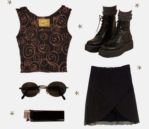 First Aid Kit Concert Outfit, Black 90s Outfit Ideas, Desert Grunge Aesthetic Outfits, Sophisticated Witch Fashion, Silk Lace Top Outfit, 2012 Style Outfit, 200s Tank Tops, Upgrade Style Fashion Outfit, Whimsigoth Fashion Fall