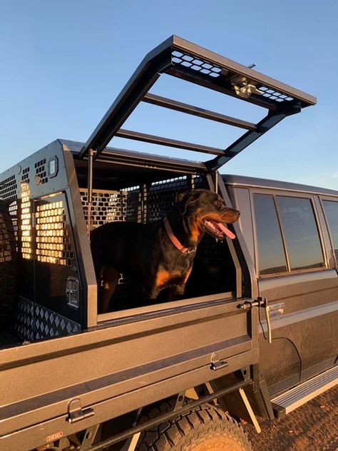 Pickup Flatbed Designs, Truck Box Ideas, Dog Boxes For Truck, Custom Box Truck, Dog Box Ideas, Custom Flatbed Truck Beds, Ute Tray Ideas, Truck Cargo Rack, Dog Box For Truck