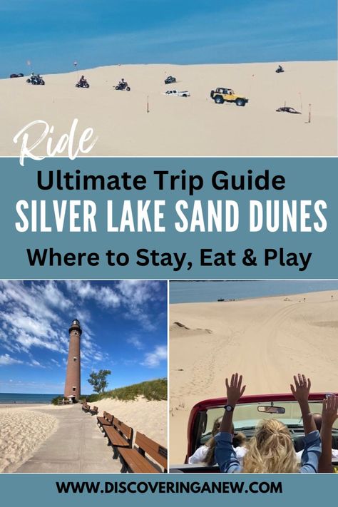 Best Great Lakes Beaches, Silver Beach Michigan, Silver Lake Sand Dunes Michigan, Michigan Sand Dunes, Silver Lake Michigan, Sand Dunes Michigan, Silver Lake Sand Dunes, Rv Travel Destinations, Michigan Adventures