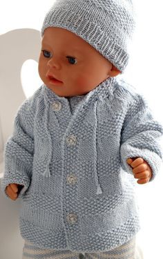 Cardigan Til Baby, Baby Born Kleidung, Crochet Baby Doll, Baby Born Clothes, Baby Doll Set, Baby Doll Clothes Patterns, Doll Knitting, Knitting Dolls Clothes, Baby Cardigan Knitting Pattern
