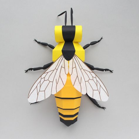 3D Paper Engineered Bee Insect Paper Doll Chain, Origami Turtle, Insect Crafts, Sarah Louise, Bug Crafts, Paper Engineering, Bug Art, Easy Origami, Paper Toy