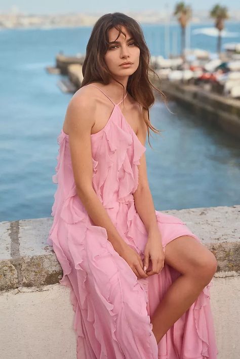 Bridesmaid Dresses & Maid of Honor Dresses | Anthropologie Sunset Bridesmaid Dresses, Wedding Guest Dress Inspiration, Different Bridesmaid Dresses, Summer Wedding Guest Dress, Pretty Lavish, Summer Wedding Guest, Affordable Bridesmaid Dresses, Maid Of Honour Dresses, Ruffle Maxi Dress