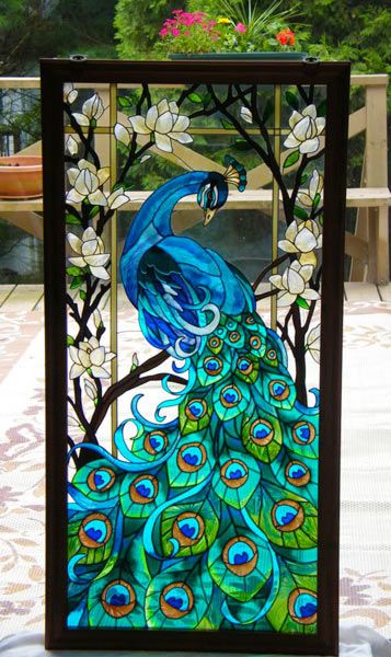 How to DIY Faux Stained Glass Windows with acrylic paint and school glue L'art Du Vitrail, زجاج ملون, Art Window, Glass Window Art, Glass Painting Designs, Mosaic Stained, White Window, White Peacock, Stained Glass Window Panel