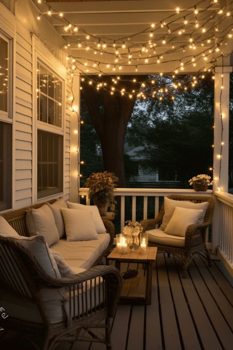 45 Front Porch Ideas That Will Bring You Together Natal, Front Porch Ideas Lights, Small Porch Seating Ideas, Outdoor Reading Space, Reading Porch, Front Porch Cozy, Small Back Porches, Porch Seating, Cozy Front Porch