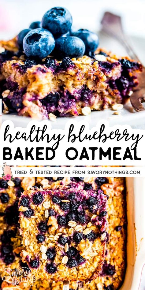 Clean Eating Breakfast, Crockpot Clean Eating, Healthy Breakfast Baking, Blueberry Baked Oatmeal, Easy And Healthy Breakfast, Plats Healthy, Baked Oatmeal Recipes, Blueberry Recipes, Breakfast Bake