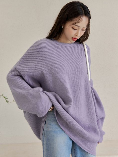 Plain Sweater Outfit, Blue Sweater Outfit, Knitwear Outfit, Oversize Outfit, Oversized Sweater Outfit, Pullovers Outfit, Plain Sweaters, Winter Outfits Dressy, Pullover Outfit