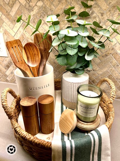 #rustic #rustichomedecor #kitchen #kitchendecor #wood #tray #funcydecor #cooking #homedecorideas #aesthetic #inspiration #candles #plants #rusticstyle #rustickitchen #rustickitchendecor #traystyling #kitchentray #homedecor #plantdecor #rusticdecor Rustic Kitchen Accessories, Kitchen Countertop Decor Ideas Small Spaces, Kitchen Decor Earthy, Wooden Tray Decoration Ideas Kitchen, Kitchen Bench Decor Counter Tops, Long Countertop Decor, Wood Kitchen Table Decor, Decorative Tray Ideas Kitchen, Small Tray Decor Ideas