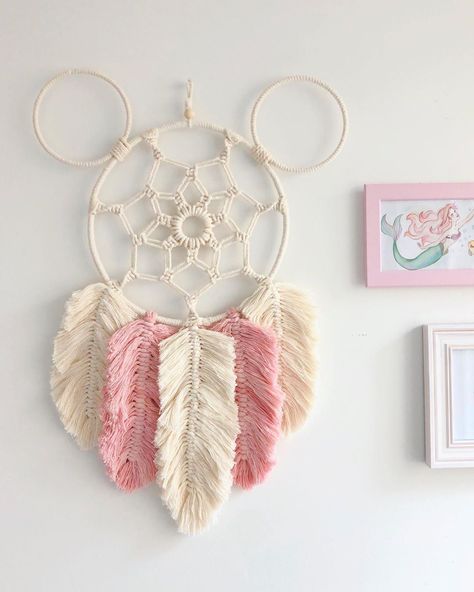 Floral Macrame, Feather Macrame, Disney Decor, Pink Feathers, Disney Home, M Sorry, Disney Love, The Pink, Get One