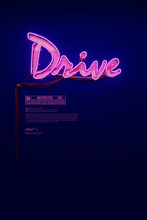 Drive Movie Poster, Drive Poster, Neon Typography, Typographie Inspiration, New Retro Wave, Creative Typography, Alternative Movie Posters, Ex Machina, 3d Logo