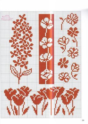 Stranded color work chart ; non-traditional Fair Isle - I like the top right pattern for a pair of socks! Fair Isle Chart, Flower Chart, Fair Isles, Colorwork Knitting, Fair Isle Knitting Patterns, Pola Sulam, Cross Stitch Borders, Crochet Tapestry, Mittens Pattern