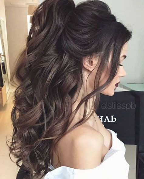 Wedding Hairstyles And Makeup, Romantic Wedding Hair Updo, High Pony Hairstyle, Half Pony Hairstyles, Wedding Hair Updo, Bridal Hair Half Up, Kardashian Hair, Pony Hairstyles, Wavy Wedding Hair