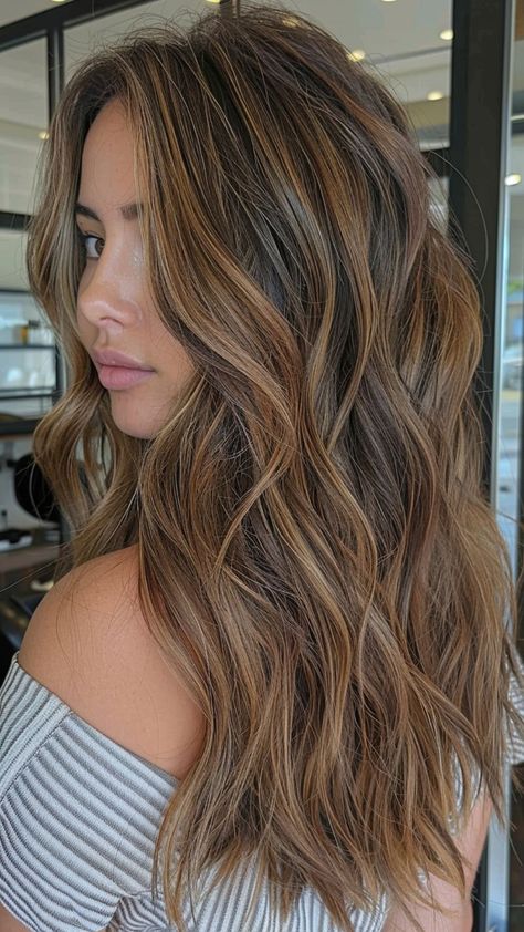 Unlock Your Style Potential: 25 Light Brown Hair Ideas to Try Today Caramel Hair Shoulder Length, Hair Color Ideas For Sandy Brown Hair, Balayage, Brunette Hair Summer Highlights, Lightest Brown Balayage, Light Brown Biolage Hair, Sun Kissed Brown Balayage, Hair Highlights Wavy Hair, Women’s Balayage