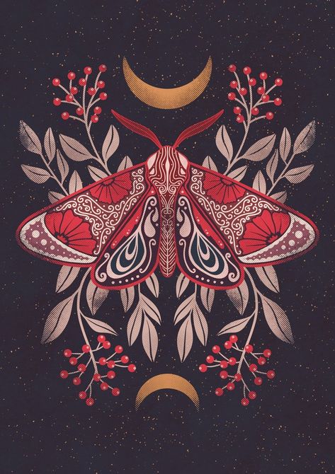 Digital Art, Tumblr, Tattoo Ideas, Herbs, Moon Butterfly, Moth, On Tumblr, To Create, Witch