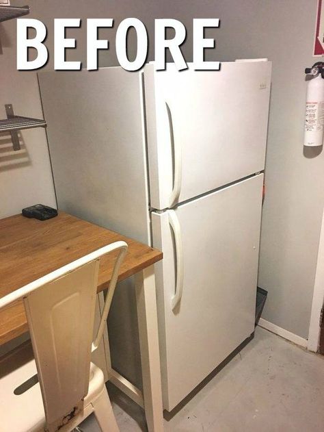 Amazing! This stunning makeover cost next to nothing to make! Paint A Refrigerator Diy, Diy Fridge Makeover, Old Fridge, Fridge Makeover, White Fridges, Grey Ceiling, Dollar Store Decor, White Appliances, Diy Makeover