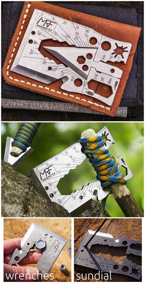 Card × Survival · Axe × Multi tool. A new Ax card featuring over dozens of functions in a credit card sized form factor. Fits in wallet. #afiliatelink Multi Tool Card, Bug Out Gear, Survival Card, Survival Gadgets, Wallet Tool, Multi Tools, Survival Life Hacks, Tool Case, New Inventions