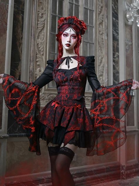 🖤Hades Banquet Gothic Lace Top by Blood Supply (BSY113) 🖤 🔎 Search “BSY108” at www.glitzywonderland.com 🌍Free shipping to worldwide ✈️ . . . . #redgoth #gothicfashion #gothstyle #gothicdress #altfashion #alternativefashion #alternativestyle #eglcommunity #gothicgirl #gothicoutfit #gothicaesthetic #gothicclothing #gothiclook #alternativegirl #alternativegirl #alternativeoutfit Goth Red Outfit, Red Goth, Chain Embroidery, Red Gothic, Embroidered Lace Top, Gothic Girl, Jacquard Top, Romantic Goth, Boho Festival Fashion
