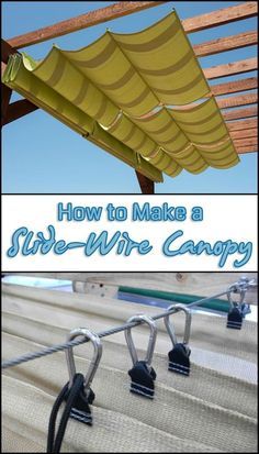 Slide Wire Canopy, Simple Deck, Pvc Canopy, Koti Diy, Retractable Shade, Brick Siding, Patio Layout, Outdoor Patio Designs, Diy Canopy