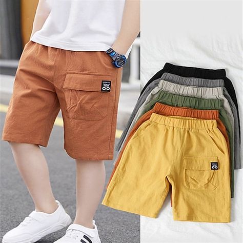 Season:Summer,Spring; Fabric:Cotton; Look After Me:Machine wash; Gender:Boys; Style:Cool,Daily; Occasion:Outdoor; Kids Apparel:Shorts; Age Group:Kids; Pattern:Solid Color; Design:Pocket; Age:7-13 Years; Listing Date:06/01/2023; Length:; Waist:; Waistline:Mid Waist; Function:Breathable,Comfort Boys Cargo Pants, Ruffle Outfit, Teen Shorts, Sporty Dress, Boys Shorts, Kids Clothes Boys, Baby Shorts, Summer Boy, Designer Shorts