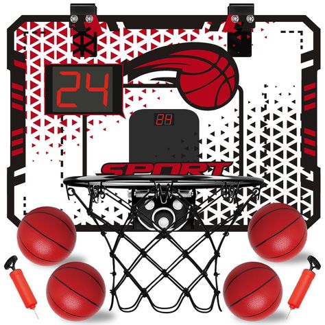 PRICES MAY VARY. 🏀[High-Quality Indoor Basketball Hoop]: The mini indoor basketball hoop with electronic scoring and cheering sound features will bring a whole new experience for basketball enthusiasts. This innovative product can ignite kids passion for basketball and provide relaxation and fun for adults in their daily routines. Whether you're a kid or an adult, you can enjoy the joy and excitement of basketball through this hoop. 🏀[Shatterproof Basketball Board]: This mini basketball hoop s Door Basketball Hoop, Toddler Basketball Hoop, Basketball Toys, Indoor Basketball Hoop, Basketball Games For Kids, Mini Basketball Hoop, Mini Basketball, Indoor Basketball, Mini Basketballs