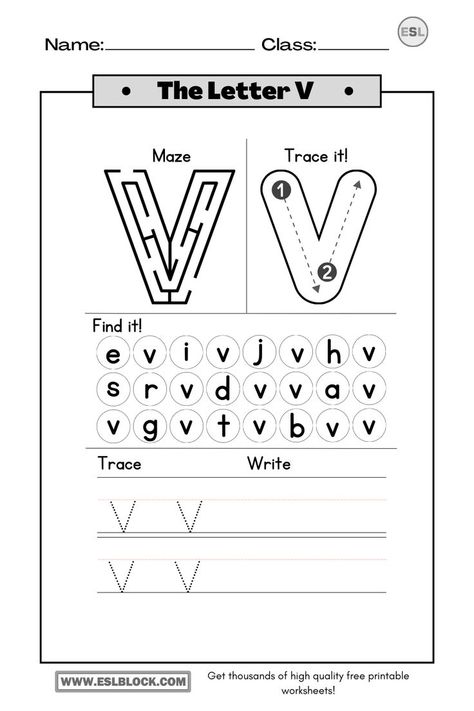 Letter V Tracing, V Worksheet, Letter V Worksheets, Types Of Sentences Worksheet, Phonics Worksheets Free, Worksheet For Kindergarten, English Worksheets For Kindergarten, Kids Alphabet, Types Of Sentences