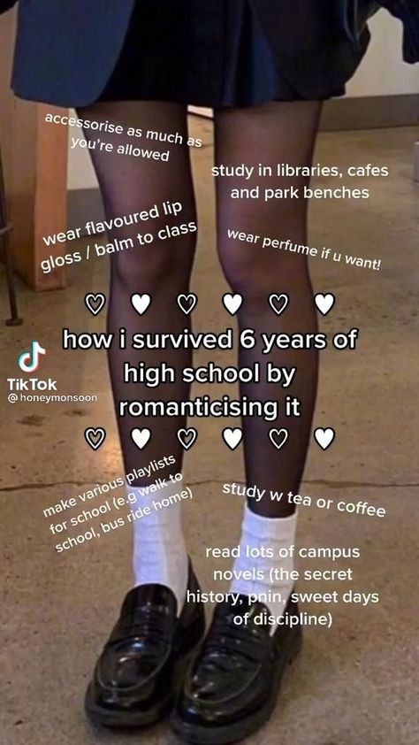 Romantising Life Tips, Songs To Romanticize School, Romantising School Tips, How To Romantize School Aesthetic, Romantizing School Aesthetic Outfits, Romantizing School Outfits, How Romanticize School, Romantasize School Aesthetic, Romanizing School Aesthetic