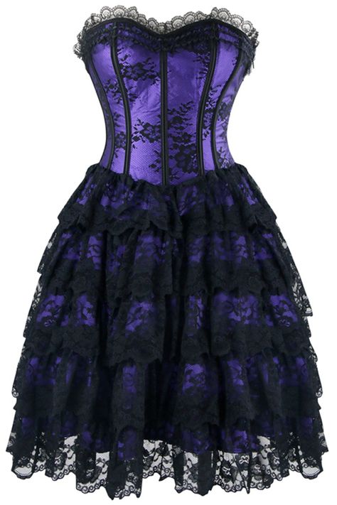 Lace Corset Dress, Purple Goth, Rockabilly Dresses, Purple Corset, Corset Dresses, Plus Size Costumes, Jane Clothing, Goth Dress, Evening Dresses Plus Size