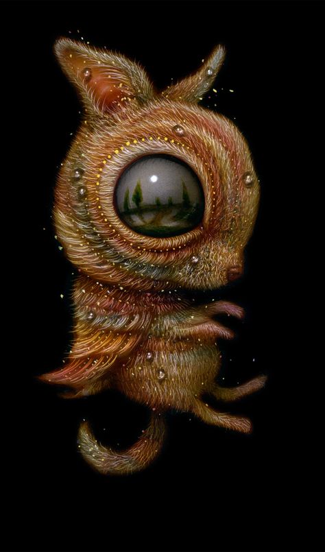 Hybrid Creatures with Oversized Eyes Reflect Imagined Landscapes in Surreal Paintings by Haoto Nattori | Colossal Naoto Hattori, Hybrid Creatures, Eyeball Art, School Of Visual Arts, Colossal Art, Desenho Tattoo, Surrealism Painting, Wow Art, Creepy Art